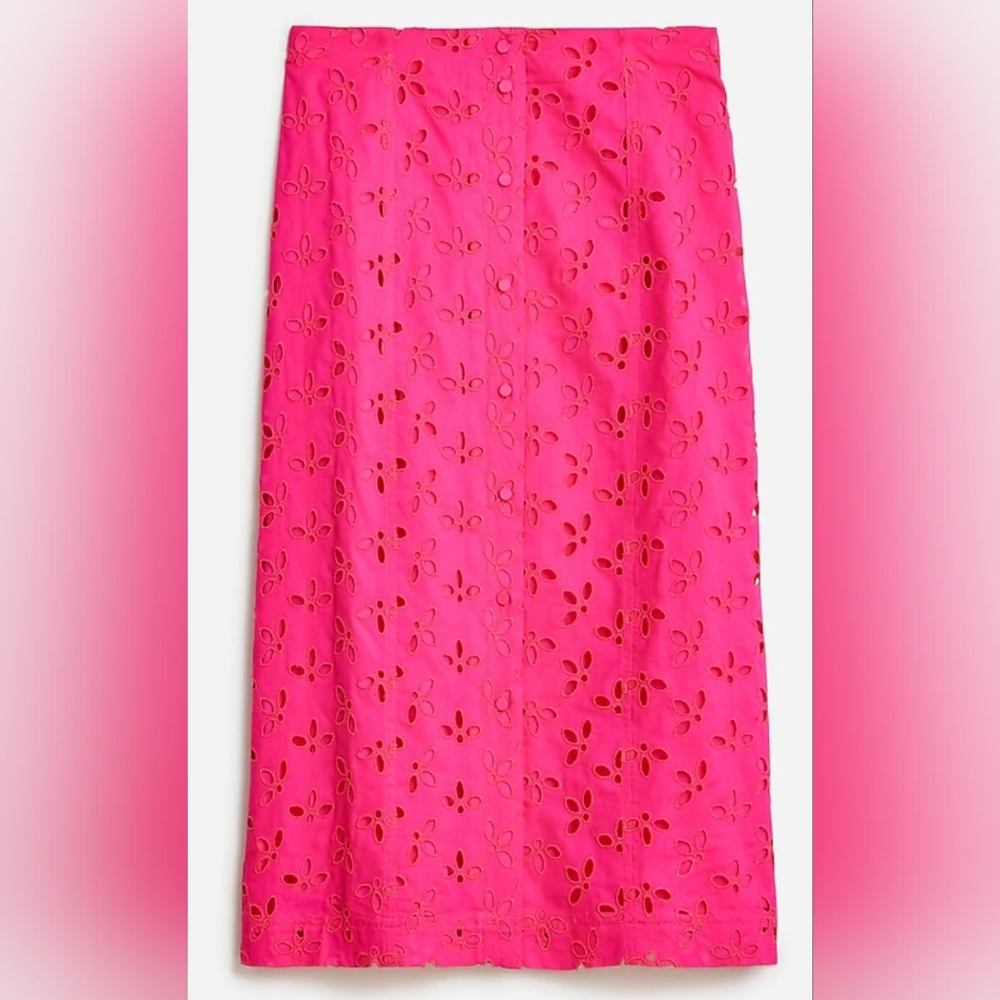 NWT J.CREW Button Front Eyelet Skirt, Size 4